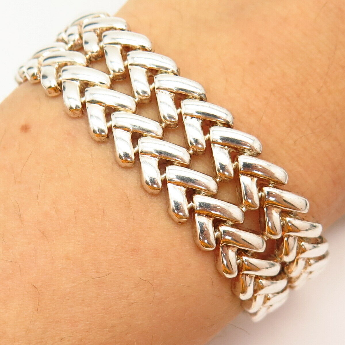 925 Sterling Silver Italy Milor Herringbone Link Bracelet 6 3/4"