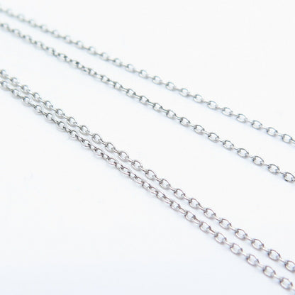 925 Sterling Silver Italy Real Diamond Double Heart Rolo Chain Necklace 19"