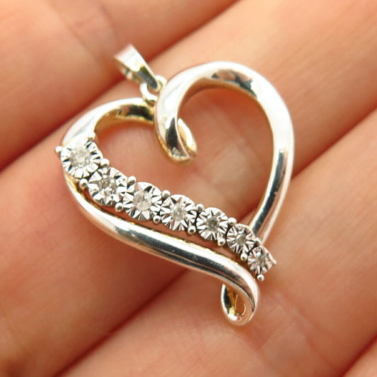 925 Sterling Silver Real Diamond Heart Design Pendant