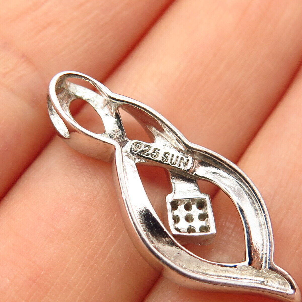 925 Sterling Silver Real Diamond Infinity Design Slide Pendant