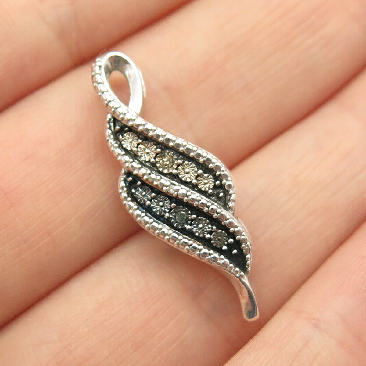 925 Sterling Silver Real Diamond Accent Slide Pendant