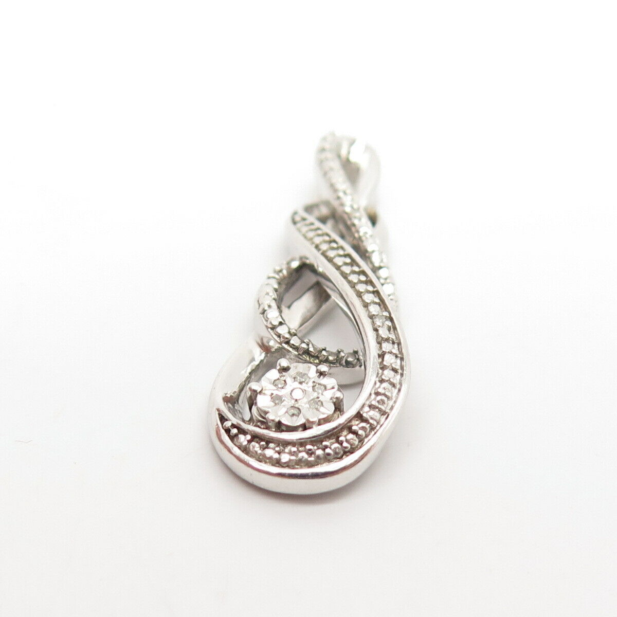 925 Sterling Silver Real Diamond Slide Pendant