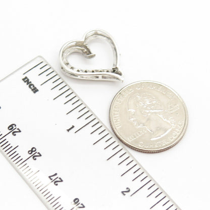 925 Sterling Silver Real Diamond Open Heart Slide Pendant