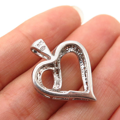 925 Sterling Silver Real Diamond Open Heart Design Pendant