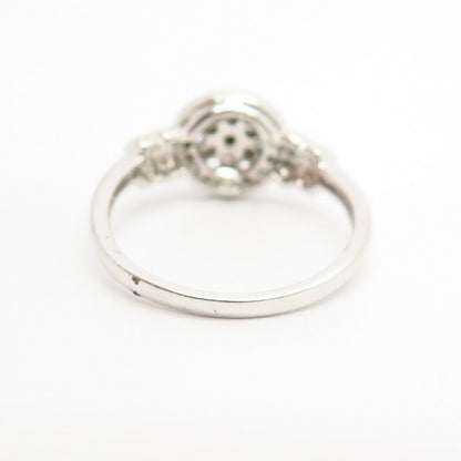 925 Sterling Silver Real Diamond Floral Design Ring Size 7