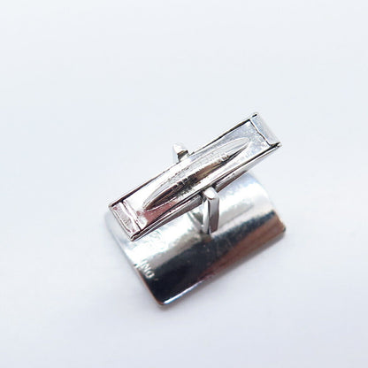 925 Sterling Silver Vintage JTC Real Diamond Cufflinks #384