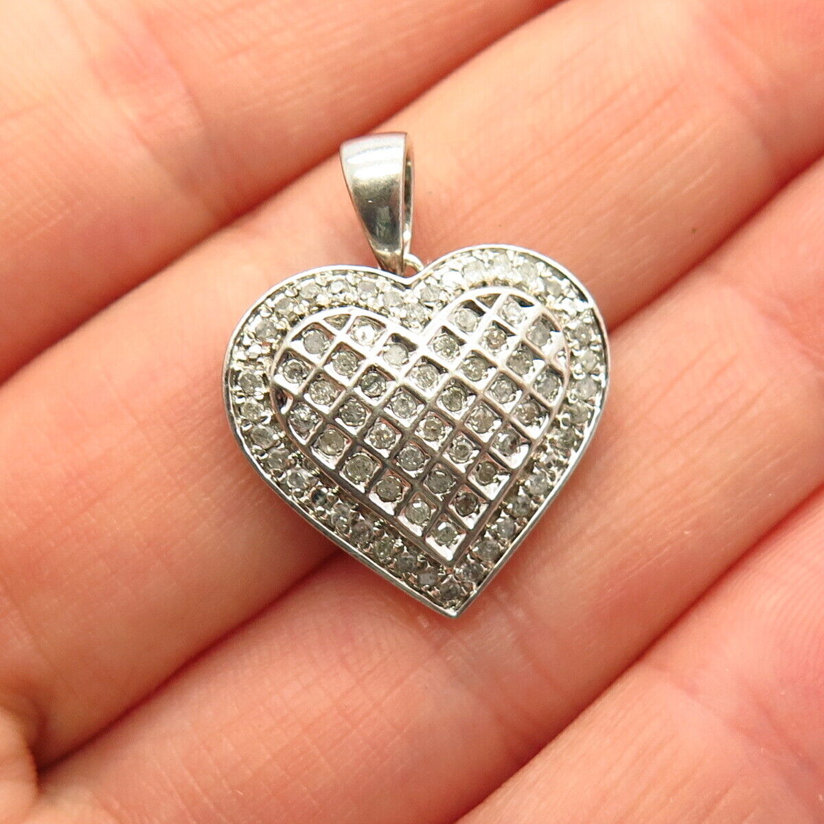 925 Sterling Silver Real Diamond Heart Design Pendant