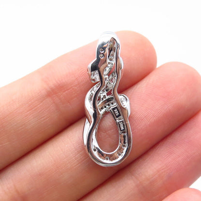 925 Sterling Silver SUN Real White Diamond Twisted Infinity Pendant