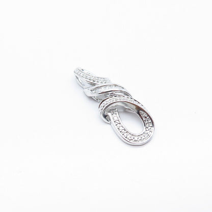 925 Sterling Silver SUN Real White Diamond Twisted Infinity Pendant