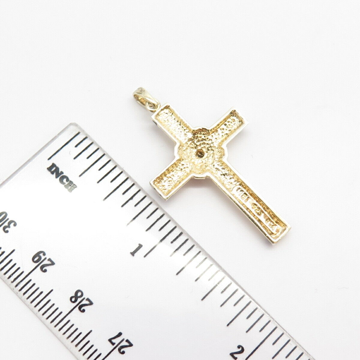 925 Sterling Silver USA Real Diamond & Colorful Enamel Cross Pendant