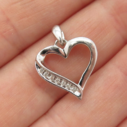 925 Sterling Silver Real Diamond Open Heart Pendant