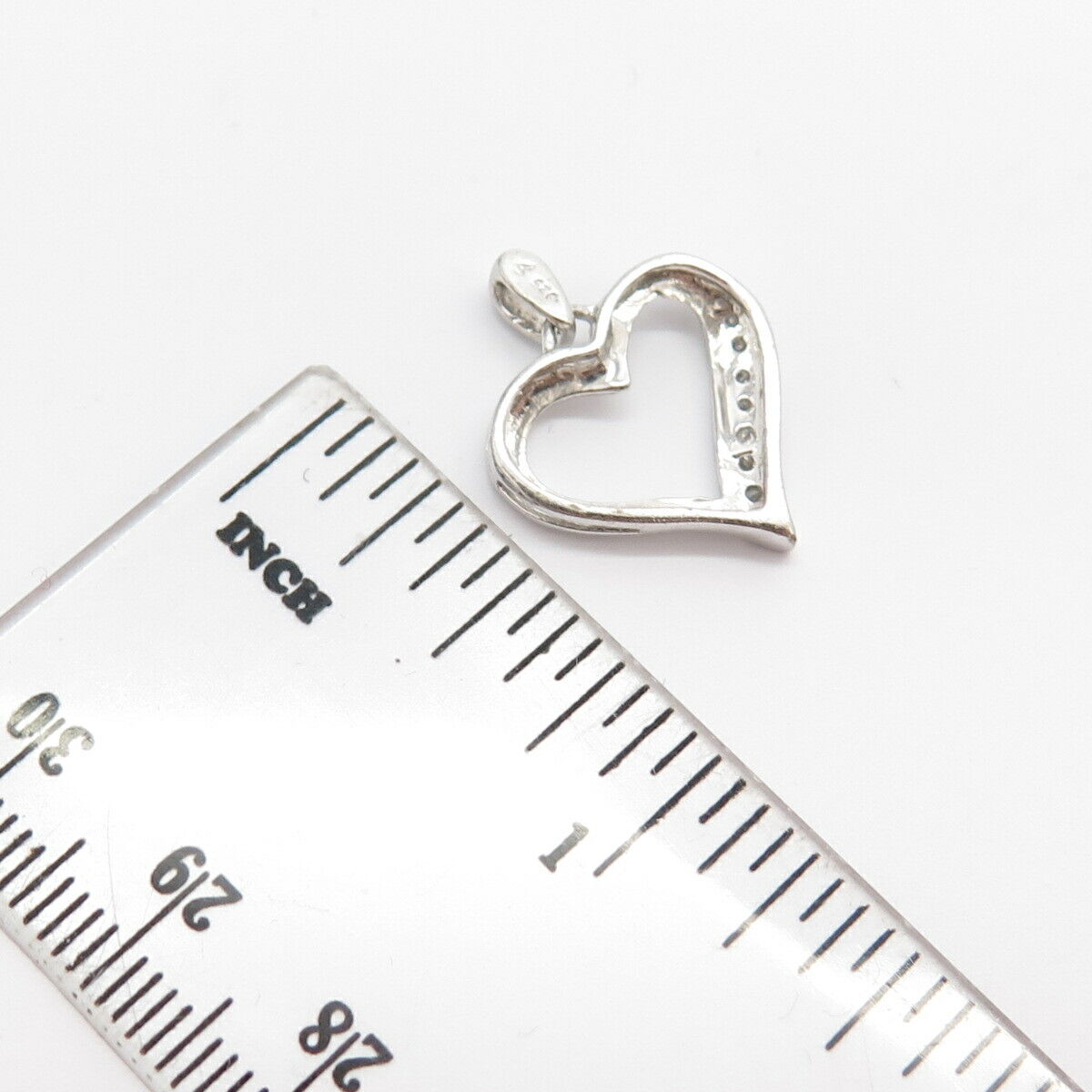 925 Sterling Silver Real Diamond Open Heart Pendant