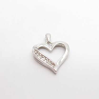 925 Sterling Silver Real Diamond Open Heart Pendant