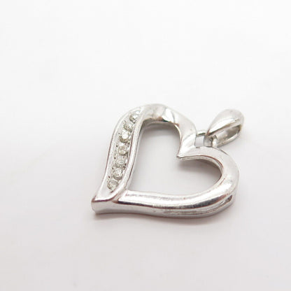 925 Sterling Silver Real Diamond Open Heart Pendant