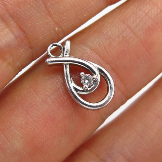 925 Sterling Real Diamond Accent Loop Design Charm Pendant