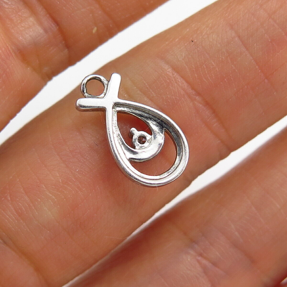 925 Sterling Real Diamond Accent Loop Design Charm Pendant