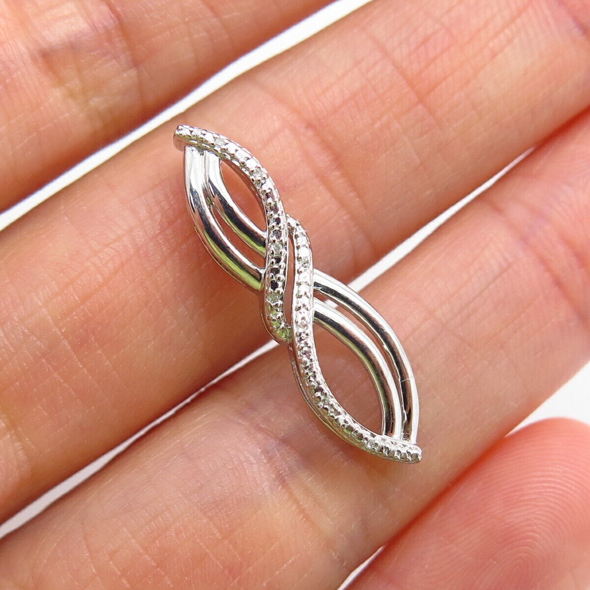 925 Sterling Silver Real Diamond Infinity Design Slide Pendant