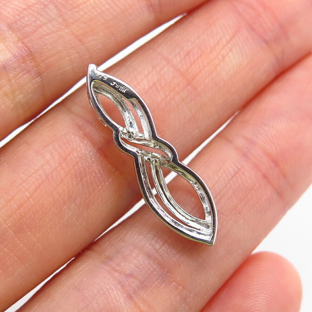 925 Sterling Silver Real Diamond Infinity Design Slide Pendant