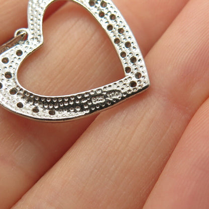 925 Sterling Silver Real Diamond Open Heart Pendant