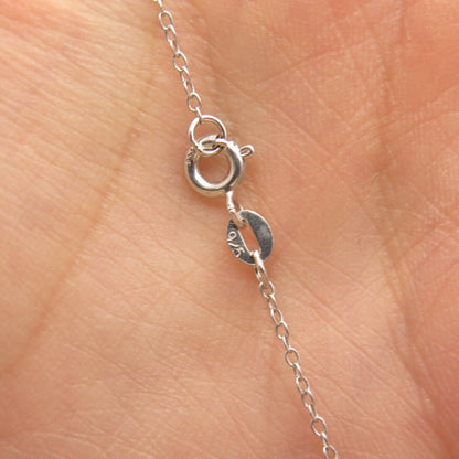 925 Sterling Silver Real Diamond "Mom" Heart Pendant Rolo Chain Necklace 16"