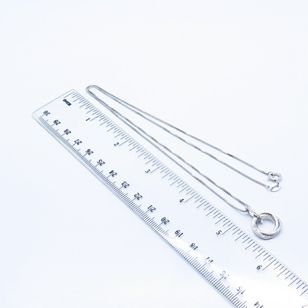 925 Sterling Silver Italy SUN Real Diamond Triple Circle Box Chain Necklace 20"