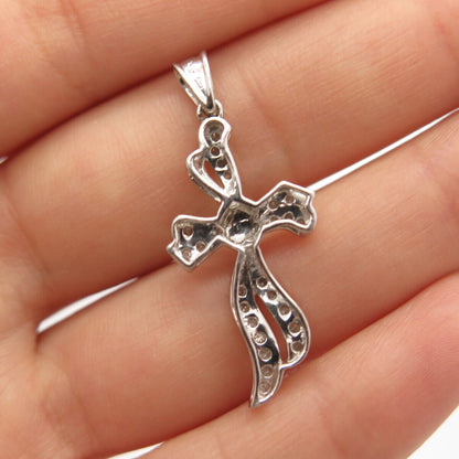 925 Sterling Silver Real Diamond Bow Pendant