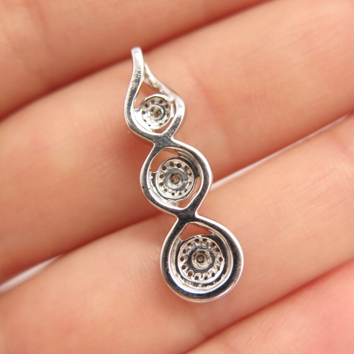 925 Sterling Silver Real Diamond Slide Pendant