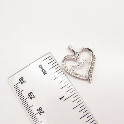 925 Sterling Silver Real Diamond "Mom" Love Heart Pendant
