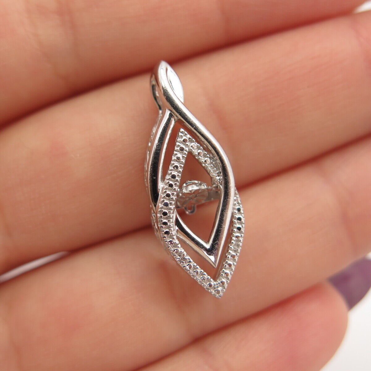 925 Sterling Silver Real Diamond Slide Pendant