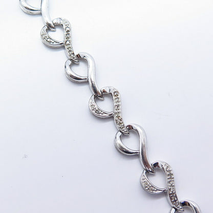 925 Sterling Silver SUN Real Diamond Braided Link Bracelet 7"