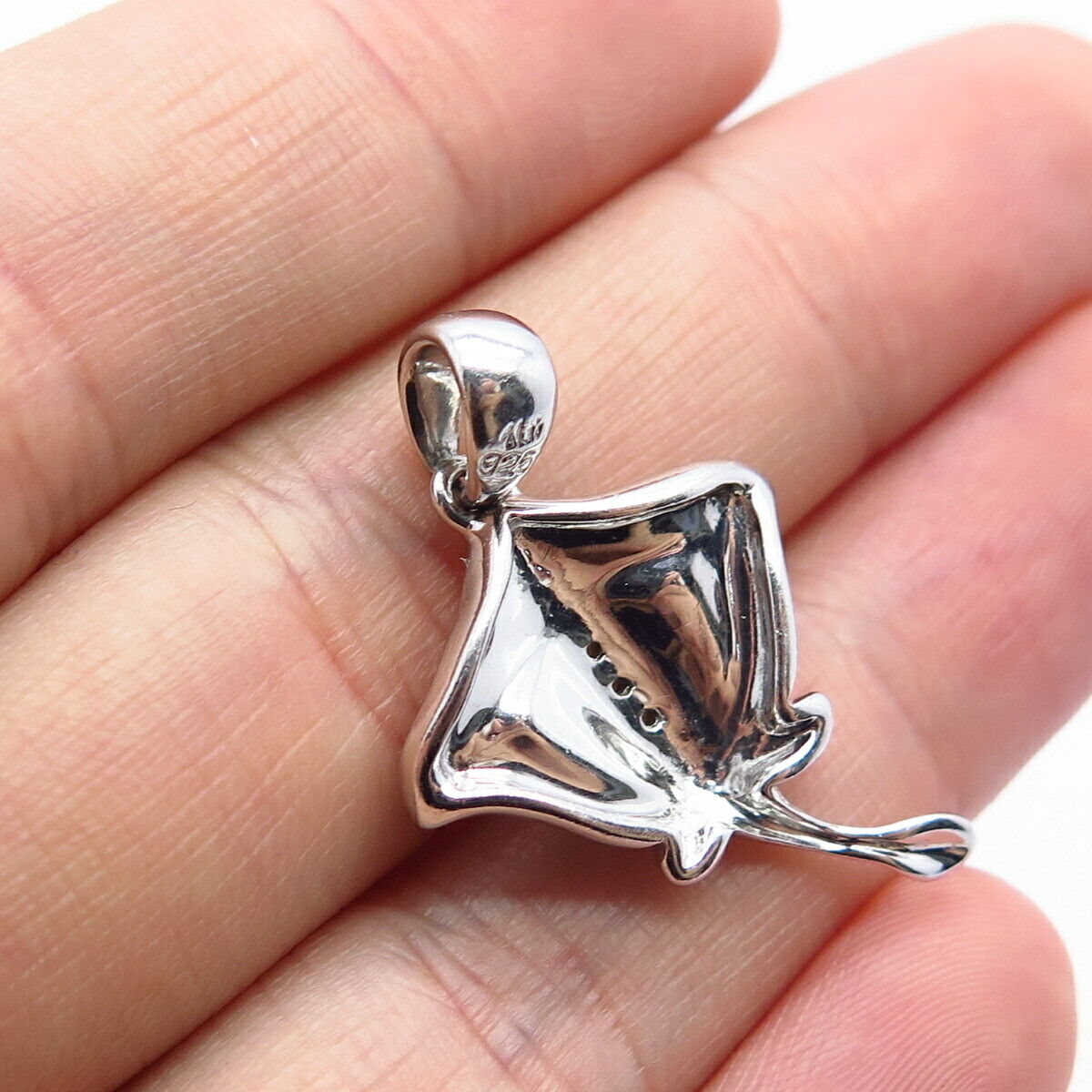 925 Sterling Silver Real Diamond & Enamel Slope Pendant