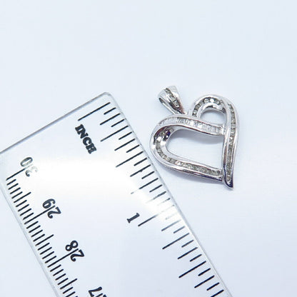 925 Sterling Silver Heng Ngai Real White Diamond Heart Charm Pendant