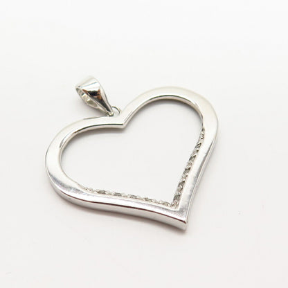 925 Sterling Silver Real Diamond Open Heart Pendant