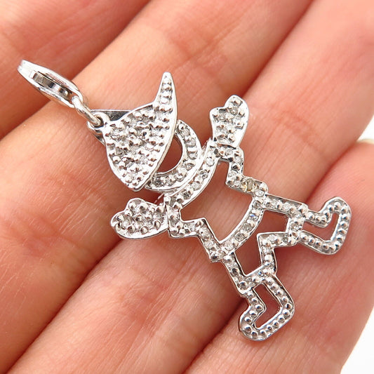 925 Sterling Silver Real Diamond Happy Boy / Toddler Design Pendant