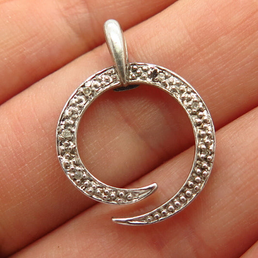 925 Sterling Silver Real Diamond Accent Swirl Design Slide Pendant