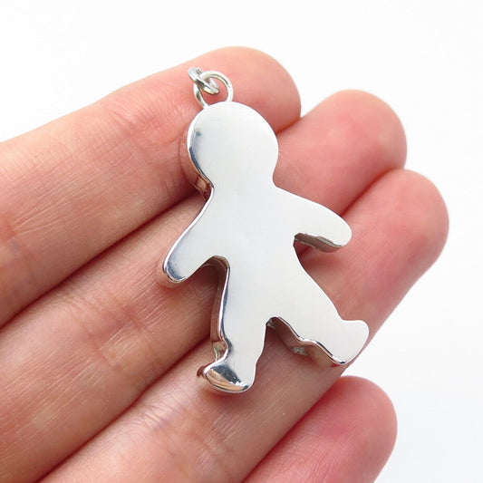 925 Sterling Silver Vintage Human Silhouette Pendant