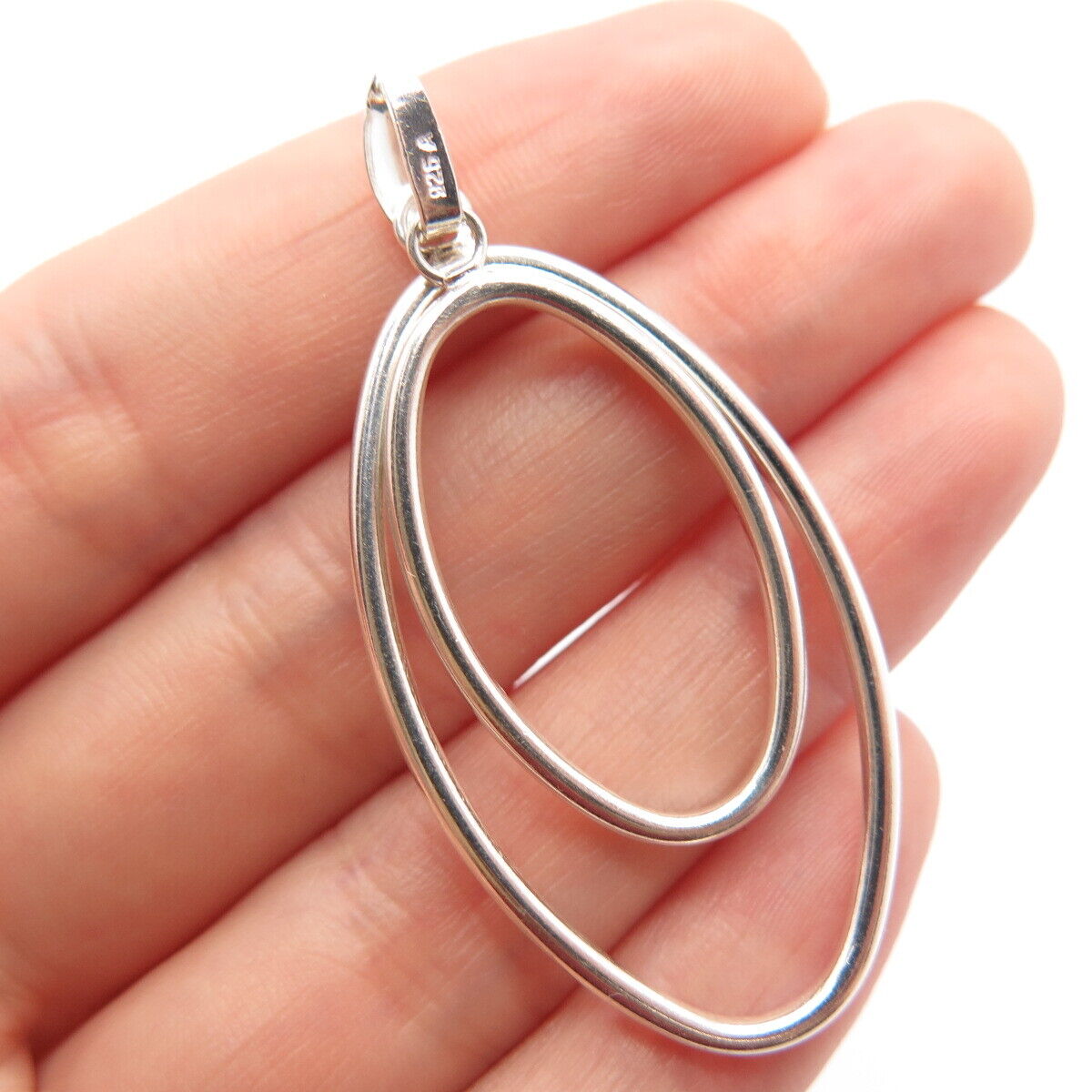 925 Sterling Silver Vintage Double Oval Pendant