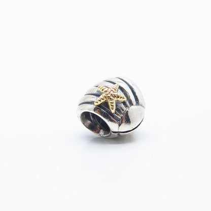 925 Sterling Silver / Gold Pandora Starfish & Seashell Bead Charm