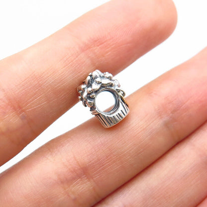 925 Sterling Silver / Gold Pandora ''Love'' Flower Pot Bead Charm