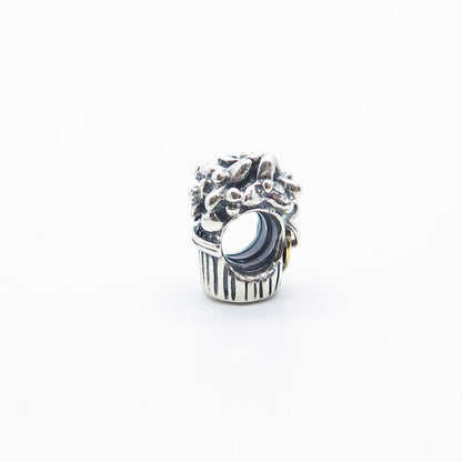 925 Sterling Silver / Gold Pandora ''Love'' Flower Pot Bead Charm