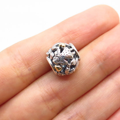 925 Sterling Silver / Gold Pandora Happy Children Holding Hands Bead Charm