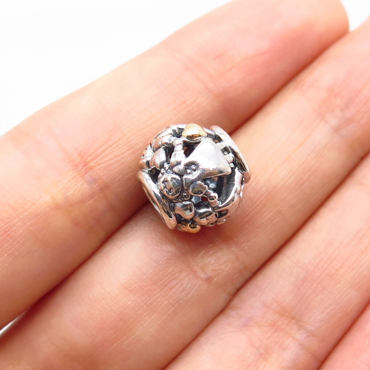 925 Sterling Silver / Gold Pandora Happy Children Holding Hands Bead Charm