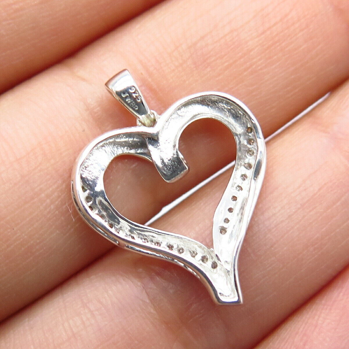 925 Sterling Silver JWBR Jane Seymour Real White Diamond Open Heart Pendant