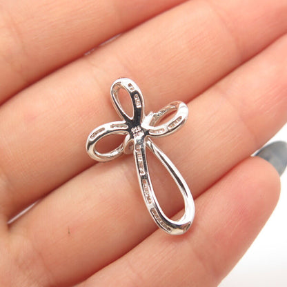 925 Sterling Silver SUN Real White & Black Diamond Cross Pendant