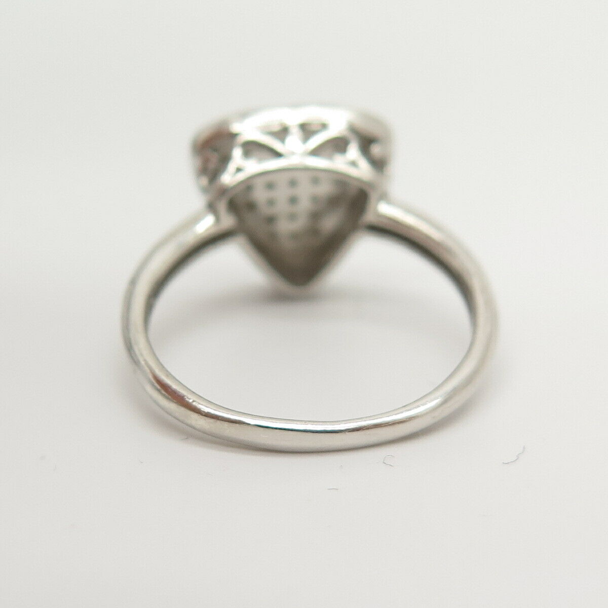 925 Sterling Silver Real Diamond Triangle Shape Ring Size 7