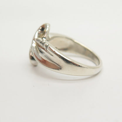 925 Sterling Silver Real Diamond Infinity / Crossover Ring