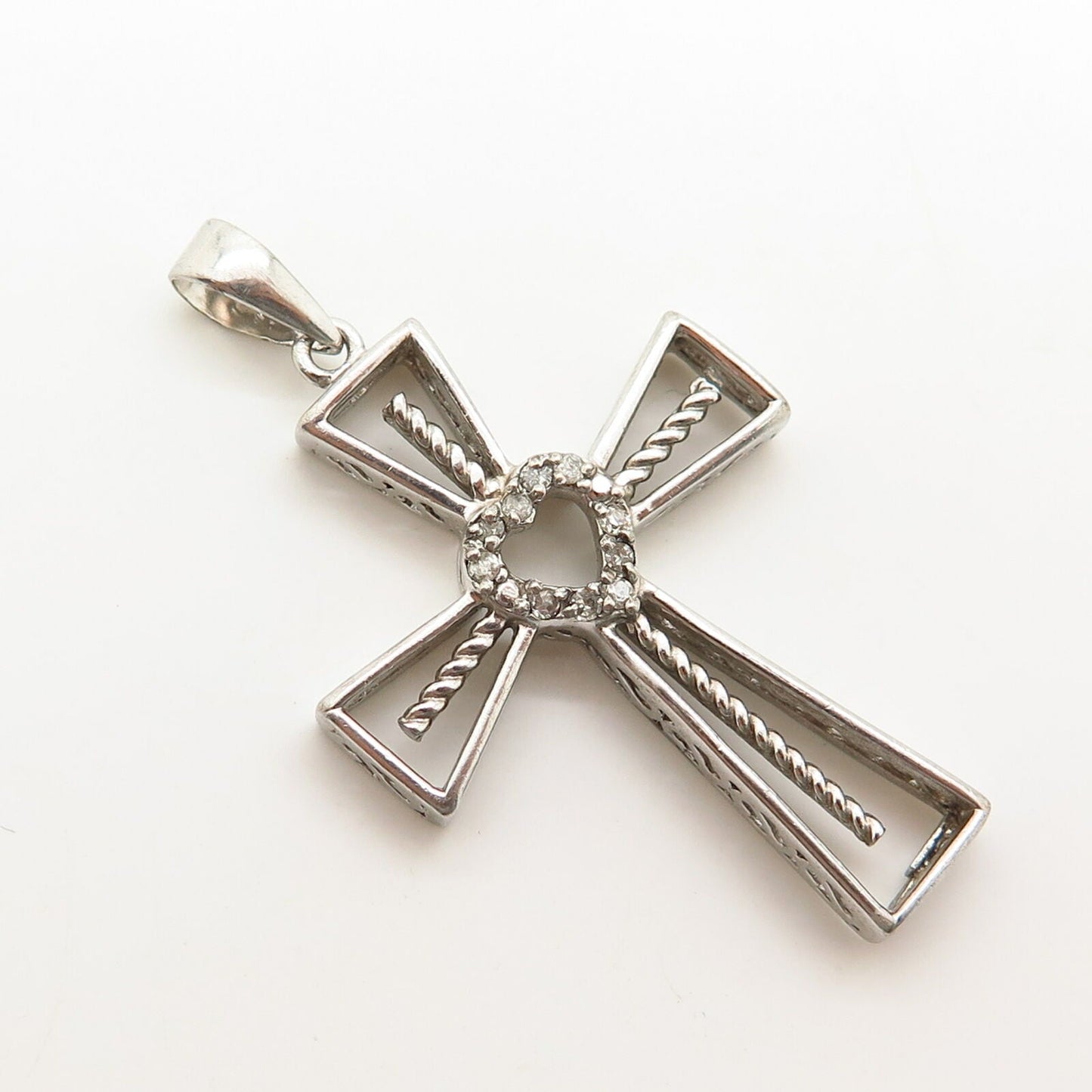 925 Sterling Silver Real Diamond Cross Pendant