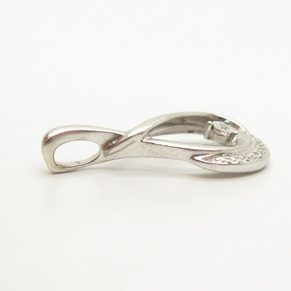 925 Sterling Silver Real Diamond Teardrop Slide Pendant