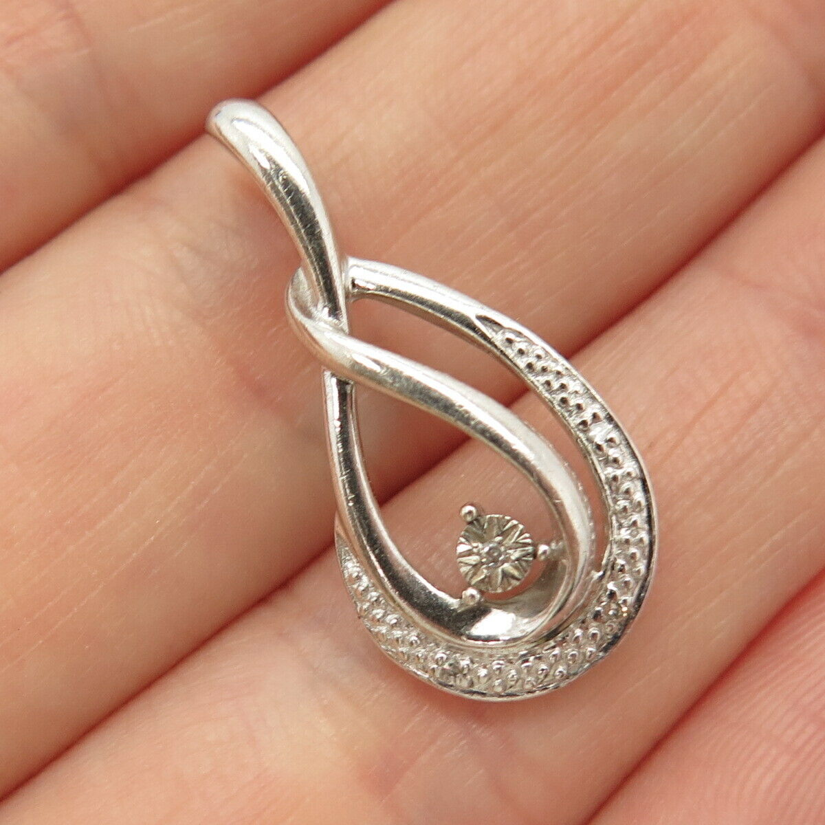 925 Sterling Silver Real Diamond Accent Slide Pendant