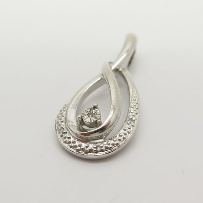 925 Sterling Silver Real Diamond Accent Slide Pendant